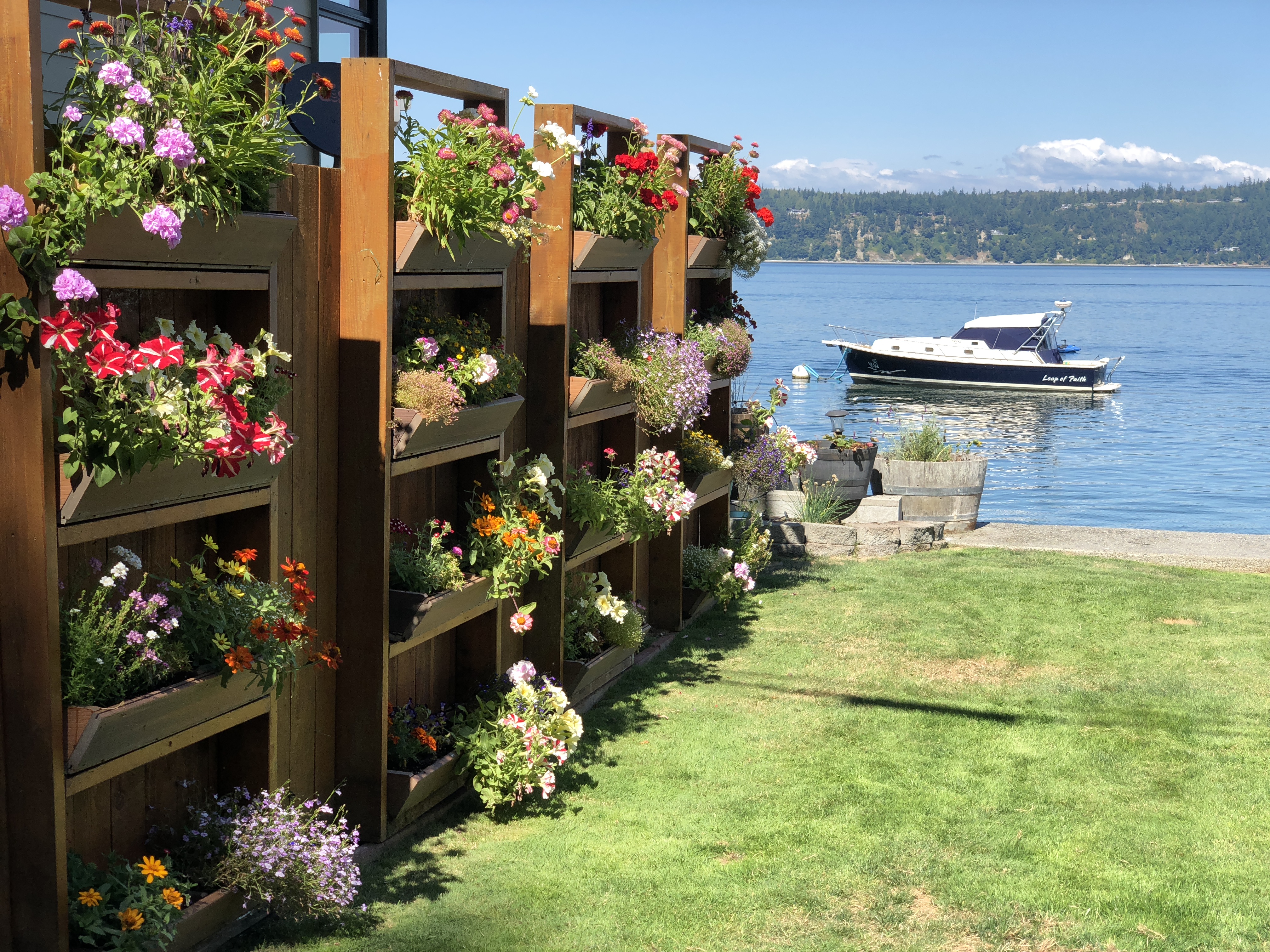 Vertical flower beds | Windermere Real Estate | Camano Island, WA